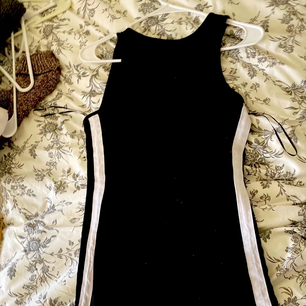 A black mini dress